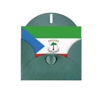 Bandiera della Guinea Equatoriale Biglietto Orizzontale Vacanze Con Busta A Forma Di Cuore Verde Scuro E Scrivere Vari Auguri Di Vacanza