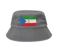 Bandiera della Guinea Equatoriale Cappello da cowboy nero retrò e alla moda adatto per tutti i tipi di attività all'aperto, grigio, Taglia unica