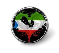 Bandiera della Guinea Equatoriale, cuore coltivato, distintivo rotondo, uomo e donna, spilla con castone in metallo, spilla da bavero, spilla da cravatta per abiti, camicia, giacca, cappello, costum