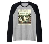 Bandiera della Guyana Casa Paese Patria Orgoglioso Guyana Roots Maglia con Maniche Raglan