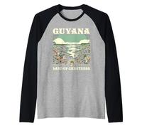 Bandiera della Guyana Casa Paese Patria Orgoglioso Guyana Roots Maglia con Maniche Raglan