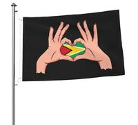Bandiera della Guyana con l'amore nelle tue mani, bandiere per esterni, 2x3 piedi, bandiera bifacciale resistente per casa, cortile, festival, decorazioni da giardino, bandiera di benvenuto