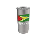 Bandiera della Guyana Repubblica della Guyana Uomini Donne Bambini Distressed Bicchiere termico in acciaio inox doppia parete