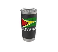 Bandiera della Guyana Repubblica della Guyana Uomini Donne Bambini Distressed Bicchiere termico in acciaio inox doppia parete