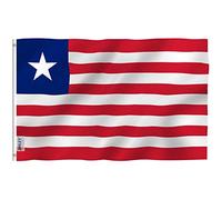 Bandiera della Liberia Anley Fly Breeze 3x5 piedi - Resistente allo sbiadimento a colori e UV - Intestazione in tela e doppia cucitura - Bandiera della Liberia Bandiere in poliestere