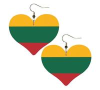 Bandiera della Lituania Stampe Eleganti orecchini a forma di cuore leggeri accessori da donna perfetti per feste e San Valentino.