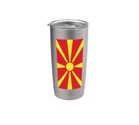 Bandiera della Macedonia del Nord Bicchiere termico in acciaio inox doppia parete