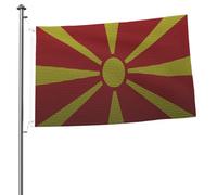 Bandiera della Macedonia del Nord, effetto maglia, per esterni, 2x3 piedi, bandiera bifacciale resistente, per casa, cortile, festival, decorazione da giardino, bandiera di benvenuto.