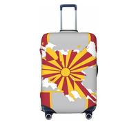 Bandiera della Macedonia del Nord map02 Stampa Bagagli Da Viaggio Copertura Valigie Copertura Protettiva Valigie Lavabile Copertura Bagagli Antigraffio, Nero , L