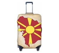 Bandiera della Macedonia del Nord map03 Stampa Bagagli Da Viaggio Copertura Valigie Copertura Protettiva Valigie Lavabile Copertura Bagagli Antigraffio, Nero , S