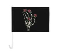Bandiera della mano dello scheletro della rosa rossa 20x30cm bandiere dell'automobile segno dello striscione della finestra per le donne uomini