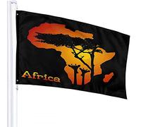 Bandiera della mappa africana 4x6 FT Arancione Sole Rosso Cielo Tramonto Giraffa Albero Silhouette Bandiere per esterni Grandi striscioni per cortile di benvenuto Giardino per la casa Prato Decor