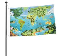 Bandiera della mappa del mondo 2 x 3 ft stampa su entrambi i lati bandiera da giardino bandiere di benvenuto per esterni bandiera per esterni banner cartelli per interni cortile decorazione per