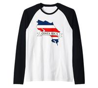 Bandiera della Mappa della Costa Rica Maglia con Maniche Raglan