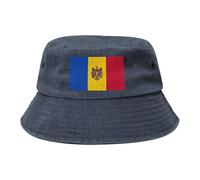 Bandiera della Moldavia Cappello da cowboy nero retrò e alla moda adatto per tutti i tipi di attività all'aperto, blu navy, Taglia unica
