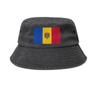 Bandiera della Moldavia Cappello da cowboy nero retrò e alla moda adatto per tutti i tipi di attività all'aperto, Nero , Taglia unica