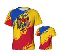 Bandiera della Moldavia Tshirt Maglietta Uomo Manica Corta Tee T Shirt Casual Magliette Basic per Hip-Hop Sport Palestra L