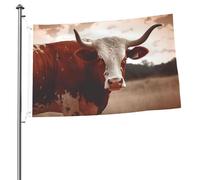 Bandiera della mucca del Texas, 2 x 3 m, bandiera da giardino su entrambi i lati, resistente allo sbiadimento, bandiera per esterni, divertente bandiera per le vacanze, con occhielli in metallo, per