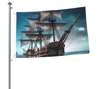 Bandiera della nave pirata 0,6 x 0,9 m stampa su entrambi i lati bandiere da giardino bandiera da cortile per esterni bandiere per feste banner regalo con occhielli sfondo fotografico per interni ed