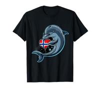 Bandiera della Norvegia Delfino Cuore Radici Norvegesi Orgoglio Norvegese Maglietta