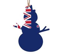 Bandiera della Nuova Zelanda in legno ornamenti albero di Natale a forma di pupazzo di neve 2 PCS - Decorazioni pendenti vintage per la decorazione della casa vacanza