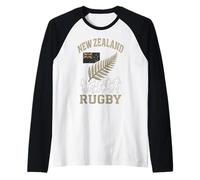 Bandiera della Nuova Zelanda Rugby Silver Fern Maglia con Maniche Raglan