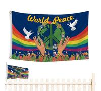 Bandiera della pace, 0,9 x 1,5 m, colori vivaci, simbolo della pace, per esterni, cortile, terrazza, balcone, vacanze, eventi sportivi