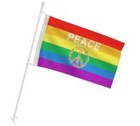 Bandiera della Pace 150x90cm - Bandiera Arcobaleno con Colomba e Occhielli - Simbolo di Unità e Armonia