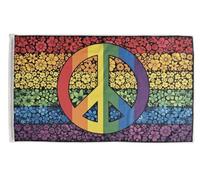 Bandiera della pace, bandiera dei fiori, bandiera arcobaleno, 150 x 90 cm, bandiera pace fiori