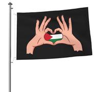 Bandiera della Palestina con l'amore nelle tue mani, bandiere per esterni, 2x3 piedi, bandiera bifacciale resistente per casa, cortile, festival, decorazioni da giardino, bandiera di benvenuto