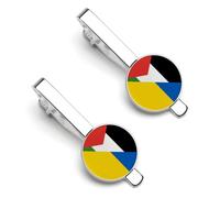 Bandiera della Palestina e dell'Ucraina Divertente Fermacravatta Clip Fermacravatta Clip Clip Cravatte Regolare Cravatta Regali Decorativi Per Gli Uomini, 5.5x2.2cm, Metallo
