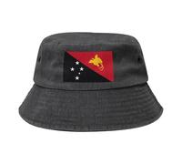 Bandiera della Papua Nuova Guinea Cappello da cowboy nero retrò e alla moda adatto per tutti i tipi di attività all'aperto, Nero , Taglia unica