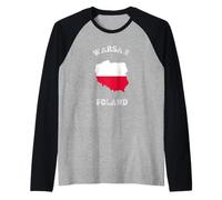Bandiera della Polonia Distressed Warsaw Pride Maglia con Maniche Raglan