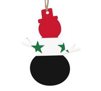 Bandiera della Repubblica Araba Siriana Ornamenti in legno per albero di Natale Decorazione da appendere Decorazione natalizia per feste in casa