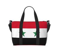 Bandiera della Repubblica Araba Siriana Piccola Borsone Borsa Da Viaggio Pieghevole Borsa Da Viaggio Weekender Borsa Da Pernottamento Palestra Ospedale Borse Per Donne & Uomini, nero, Taglia unica