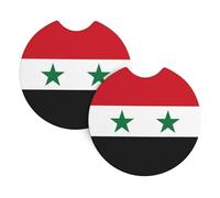 Bandiera della Repubblica Araba Siriana Sottobicchieri Stampati Sottobicchieri Auto Decorazioni per la Casa Protezione Tavola Confezione da 2 6,9 cm Diametro