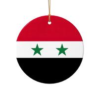 Bandiera della Repubblica Araba Siriana Stampa Regali di Natale Colleghi Per Amici Famiglia Circolare Ceramica Natale Appeso Ornamenti Per La Decorazione Dell'albero