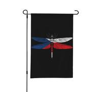 Bandiera della Repubblica Ceca con libellula, bifacciale, 12 x 18 pollici, decorazione per esterni