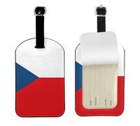 Bandiera della Repubblica Ceca Etichetta per bagagli in pelle PU, double-face, personalizzabile con copertura per la privacy