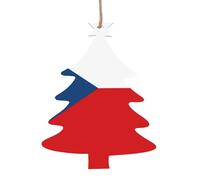 Bandiera della Repubblica Ceca in legno a forma di albero di Natale ornamenti 4 PCS adatto per appendere su pareti, porte e finestre