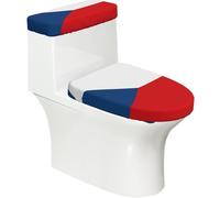 Bandiera della Repubblica Ceca Set di copriwater elastico e copertura per serbatoio, decorazione morbida elastica per bagno a forma di U ovale