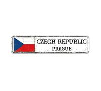 Bandiera della Repubblica Ceca Targa in alluminio Repubblica Ceca Città Souvenir Cartello Praga Capitale Città Retrò Stile Metallo Targa di latta Bandiera Nazionale Souvenir Paese Segno rustico