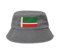 Bandiera della Repubblica Cecena Cappello da cowboy nero retrò e alla moda adatto per tutti i tipi di attività all'aperto, grigio, Taglia unica