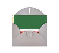 Bandiera della Repubblica Cecena orizzontale Holiday Card con busta grigia a forma di cuore e scrivere vari saluti di festa