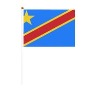 Bandiera della Repubblica del Congo, piccole bandiere tenute in mano, mini bandiere su bastone per feste, attività di squadra, parate, decorazione per le vacanze, confezione da 10