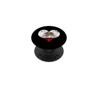 Bandiera della Repubblica della California, con cuore, stile vintage, effetto invecchi PopSockets PopGrip Adesivo