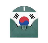 Bandiera Della Repubblica Della Corea Orizzontale Biglietto Vacanze Con Busta A Forma Di Cuore Verde Scuro E Scrivere Vari Auguri Di