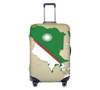Bandiera della Repubblica dell'Uzbekistan map02 Stampa Travel Bagagli Copertura Valigie Copertura Protettiva Valigie Lavabile Copertura Bagagli Anti-Graffio, Nero , L