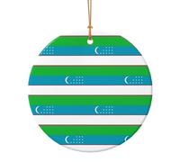 Bandiera della Repubblica dell'Uzbekistan Stampa Regali di Natale Colleghi Per Amici Famiglia Circolare Ceramica Ornamenti Appesi di Natale Per La Decorazione Dell'albero