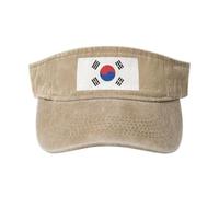 Bandiera della Repubblica di Corea cappello da cowboy cavo lavato stampato in cotone nero, alla moda e versatile per tutte le stagioni., Naturale, taglia unica